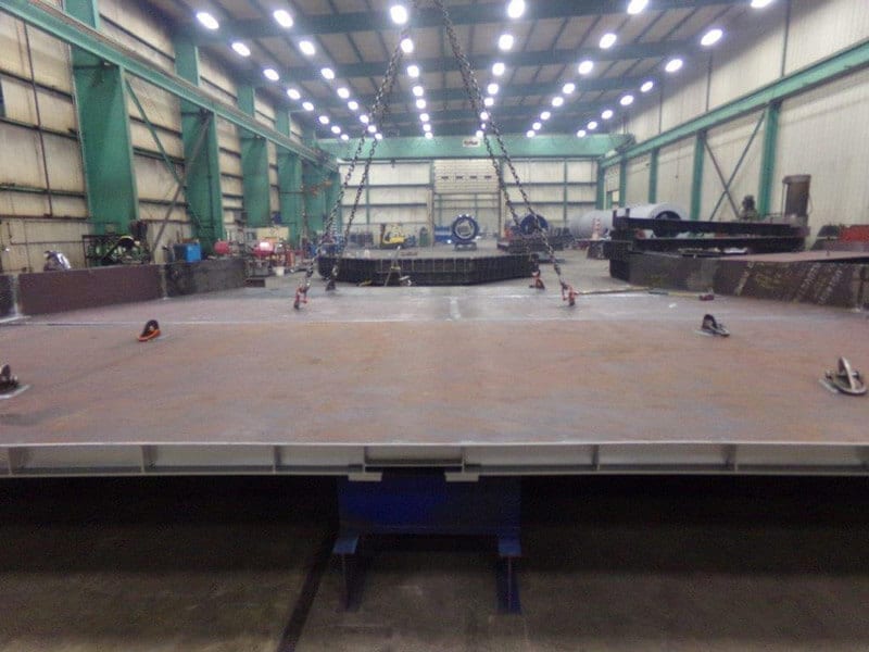 bottom of fabricated furnace in Swanton Welding's heavy Fab facility