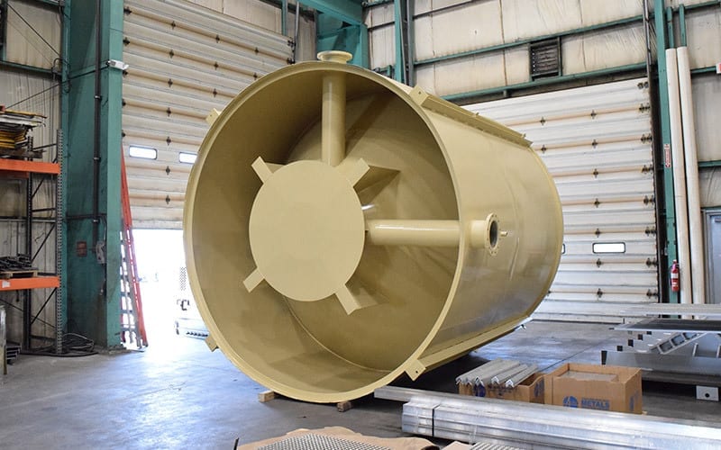 bottom of a silo fabricated at Swanton welding