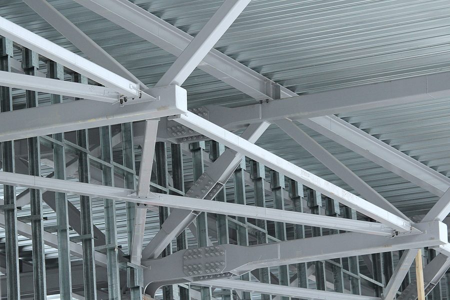Structural steel framing with powder coating.