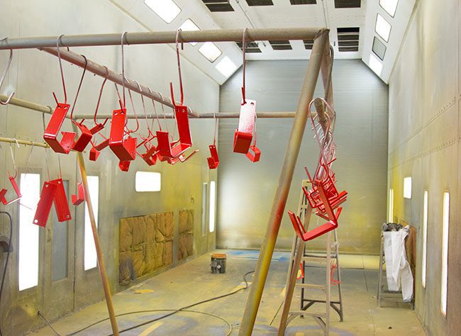 Inside Swanton Welding's paint booth