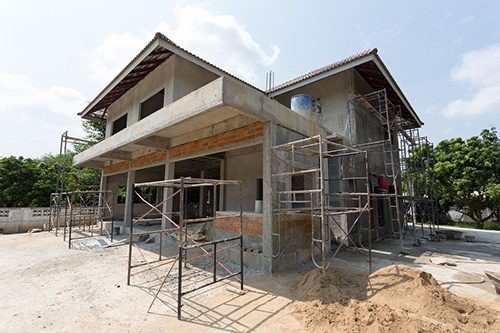Steel frame Residential house being built.