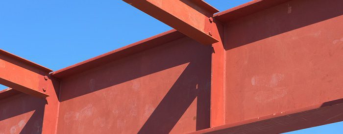 Steel structure, showing detail of intersecting beams 