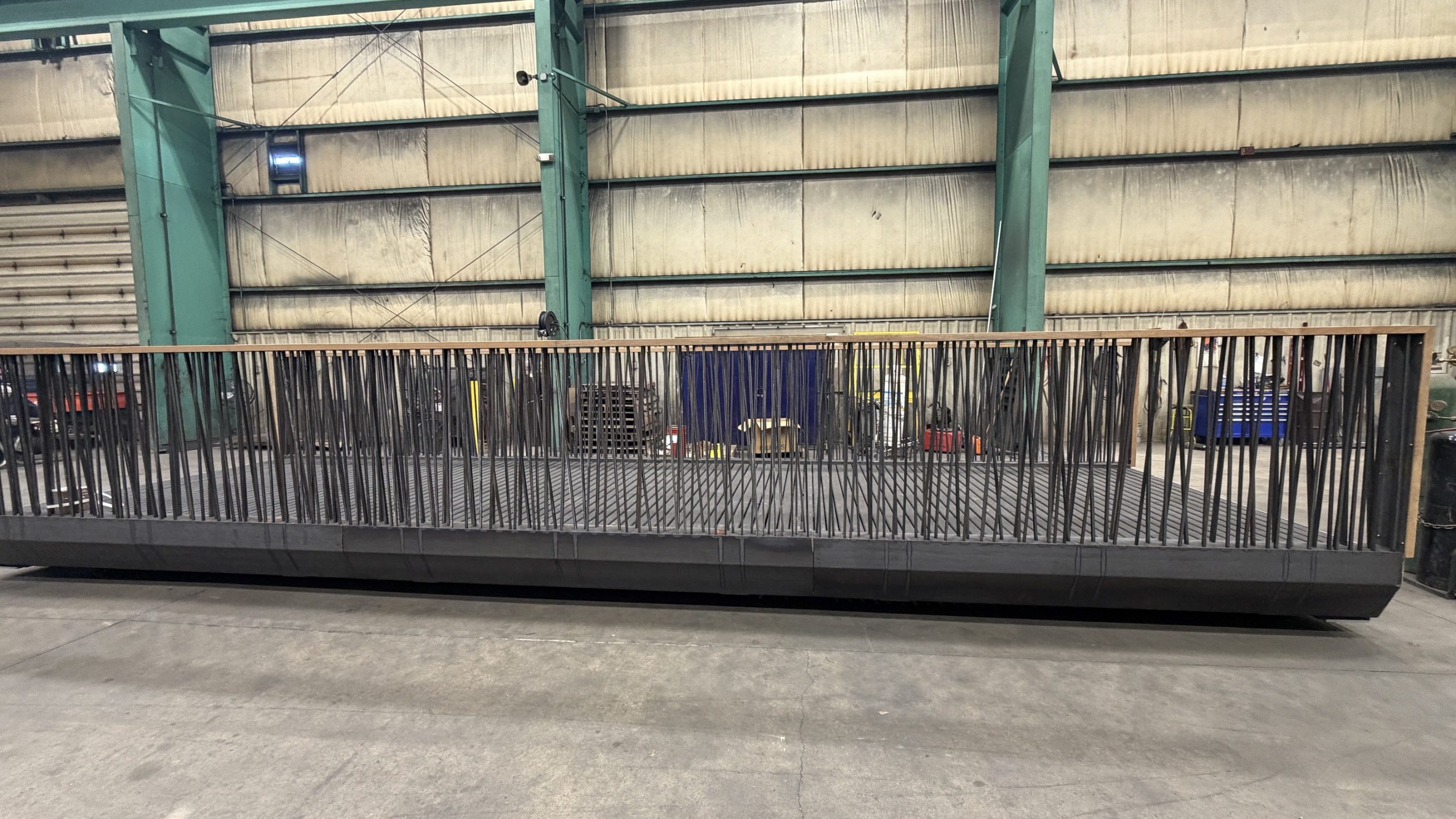 Overview of a pedestrian bridge during the fabrication process