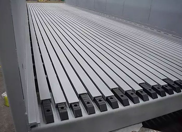 Steel Beams on Fabrication Machine