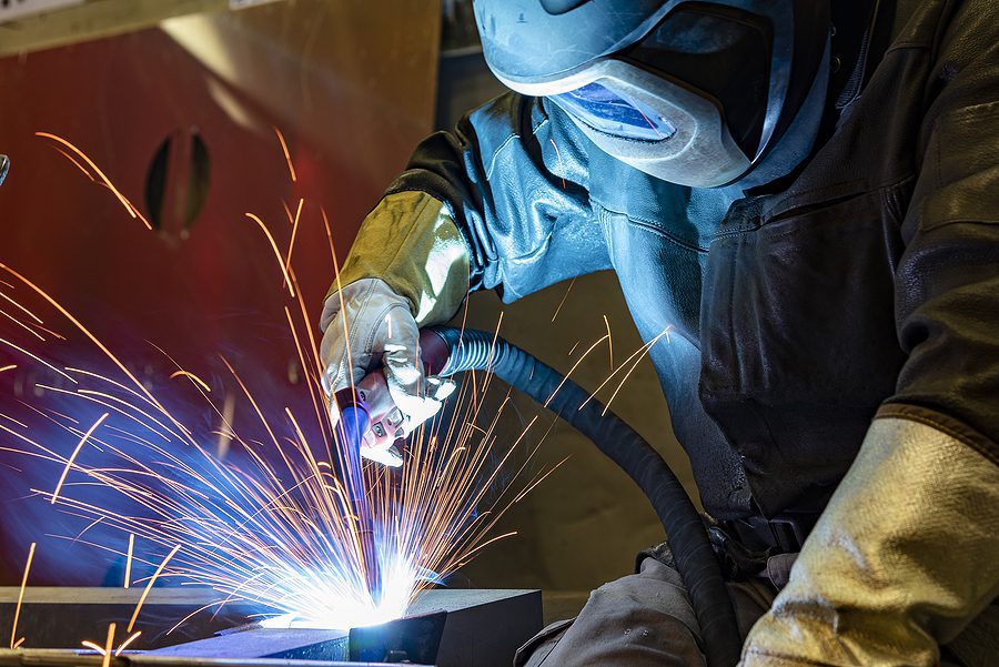 Welding on a custom metal fabrication project.